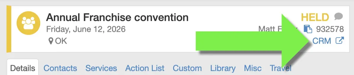 Event is linked to CRM